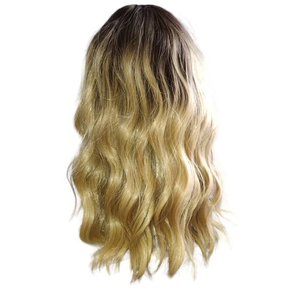 New Ombre Brown to Blonde Wavy Wig with Bangs One Size Fits Most - Picture 4 of 4